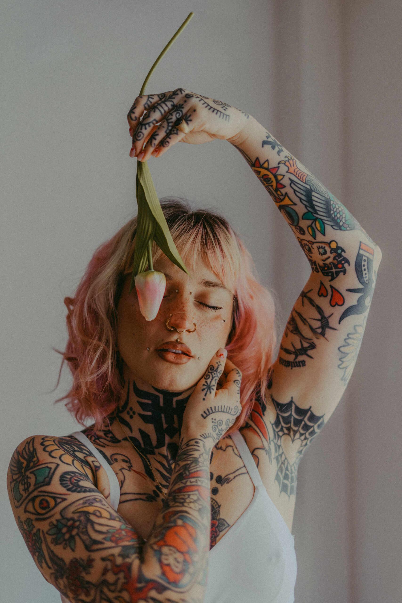 Floral lingerie photoshoot