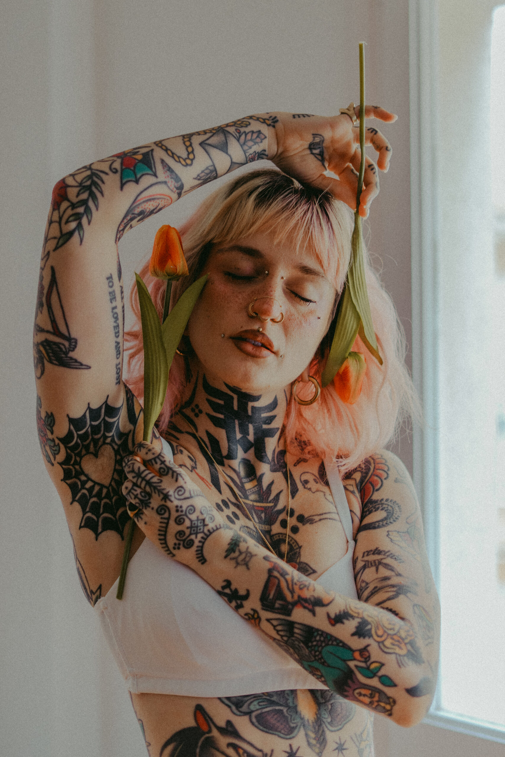 Floral lingerie photoshoot