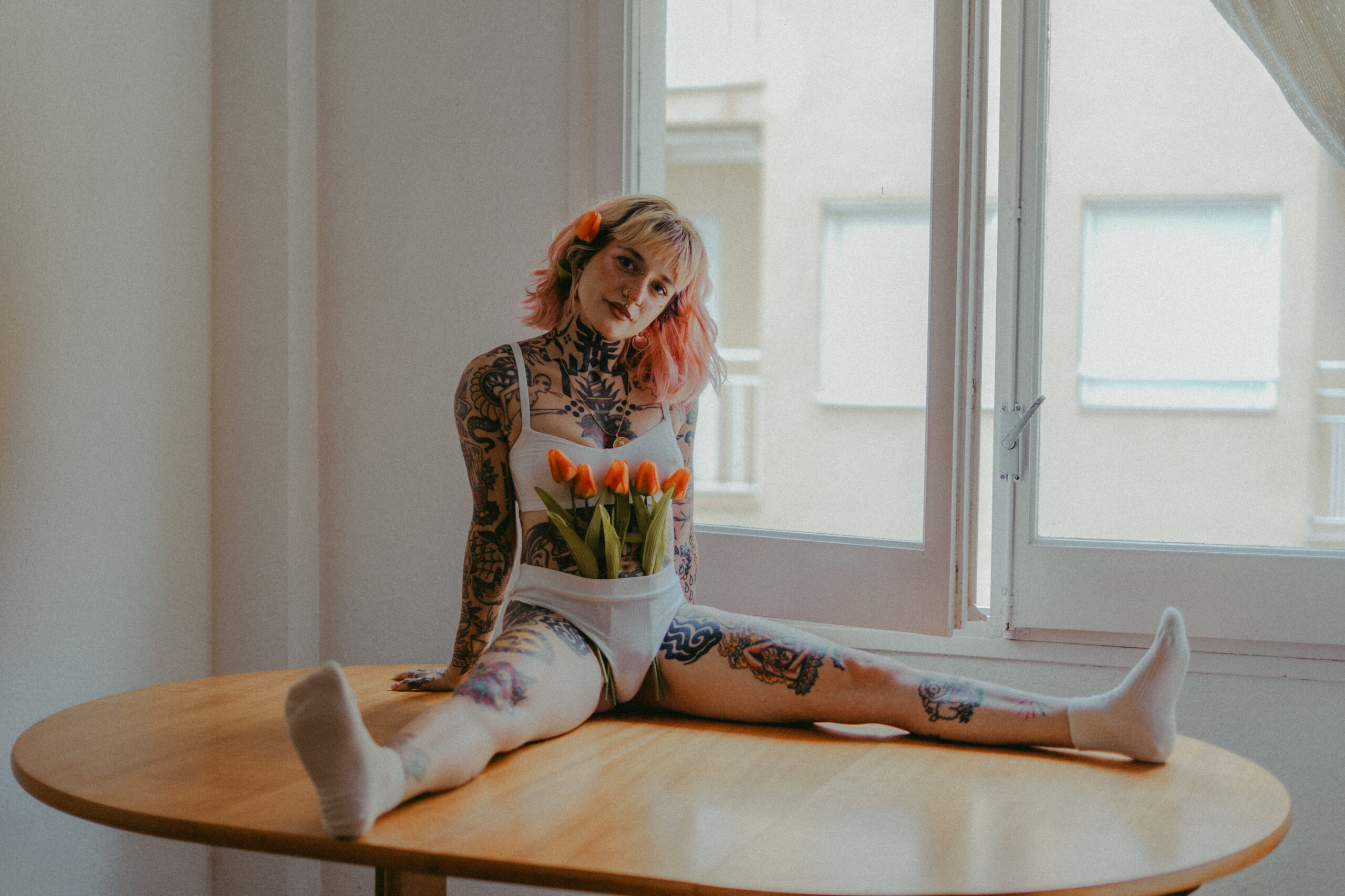 Floral lingerie photoshoot