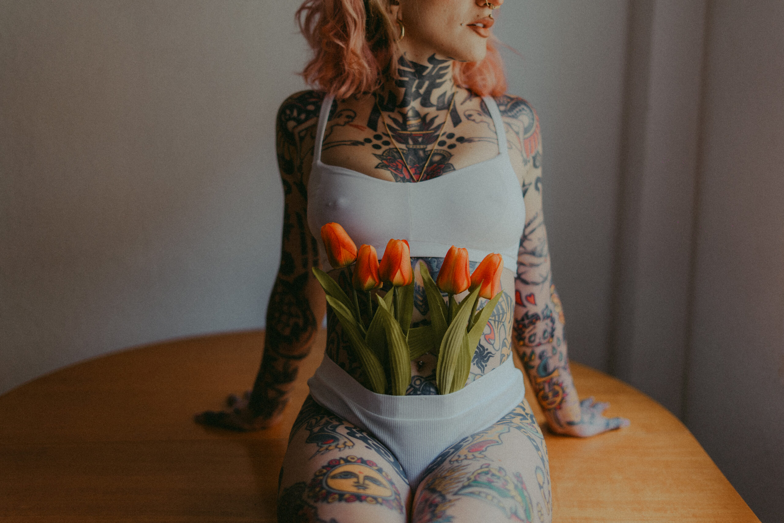 Floral lingerie photoshoot