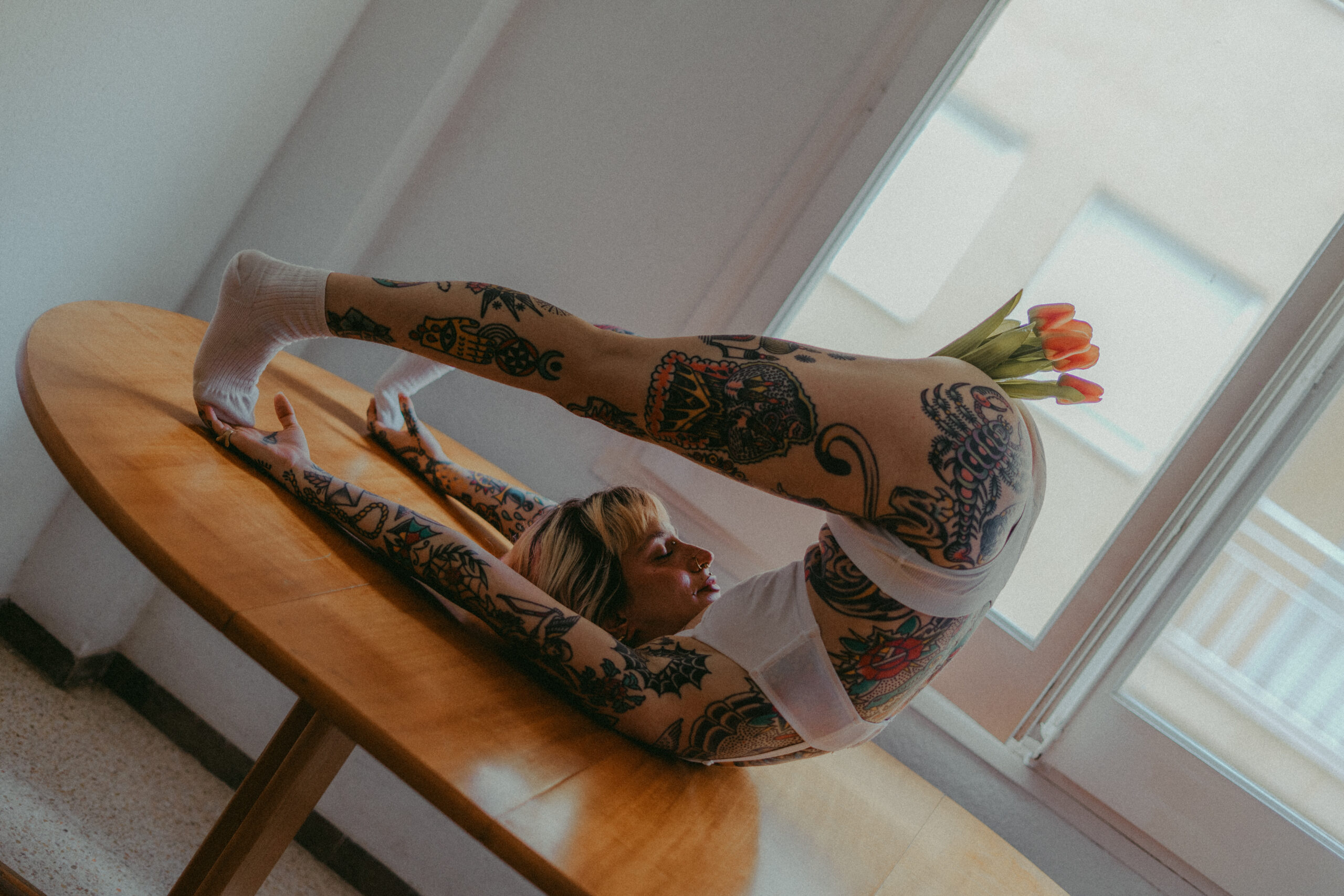 Floral lingerie photoshoot