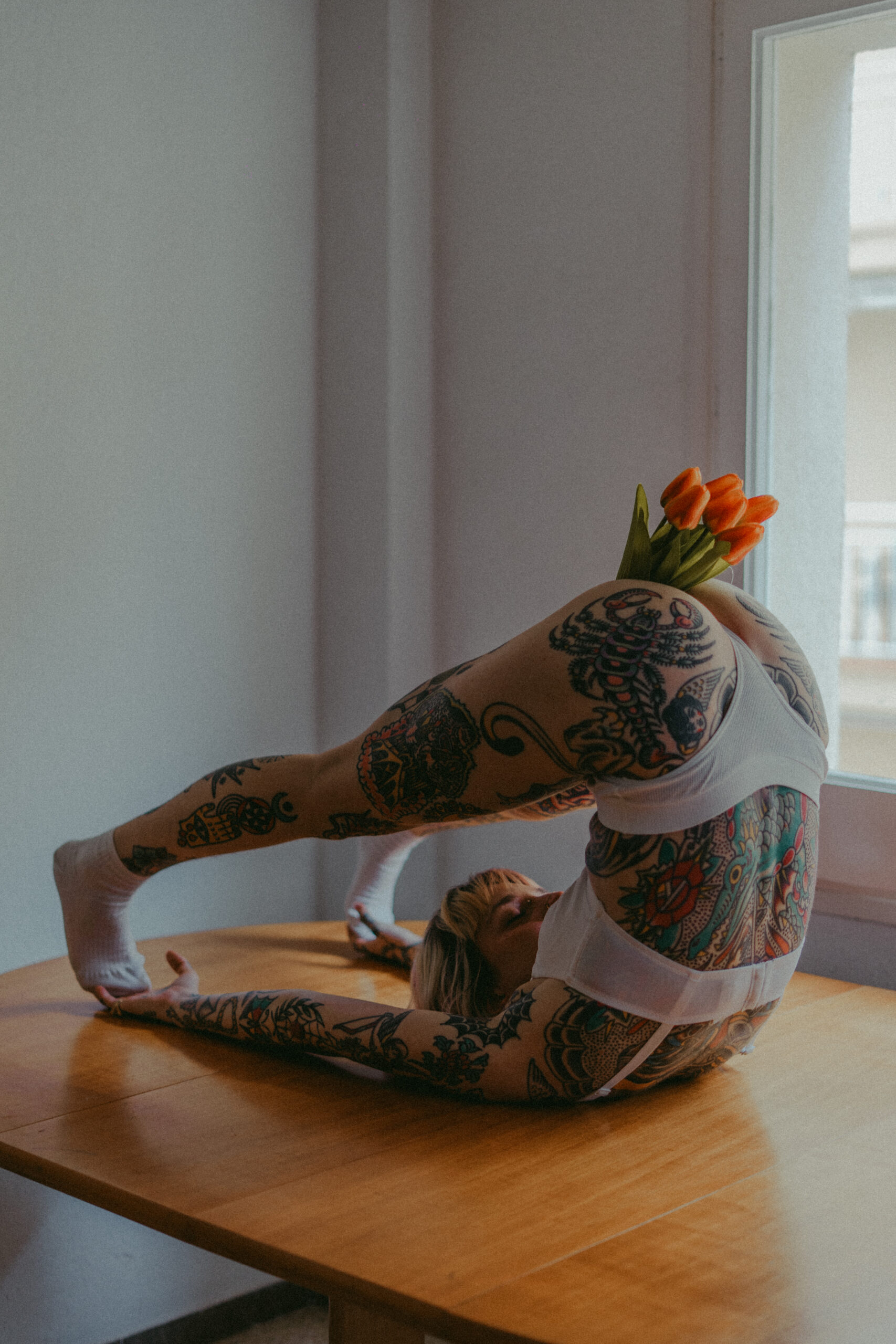 Floral lingerie photoshoot