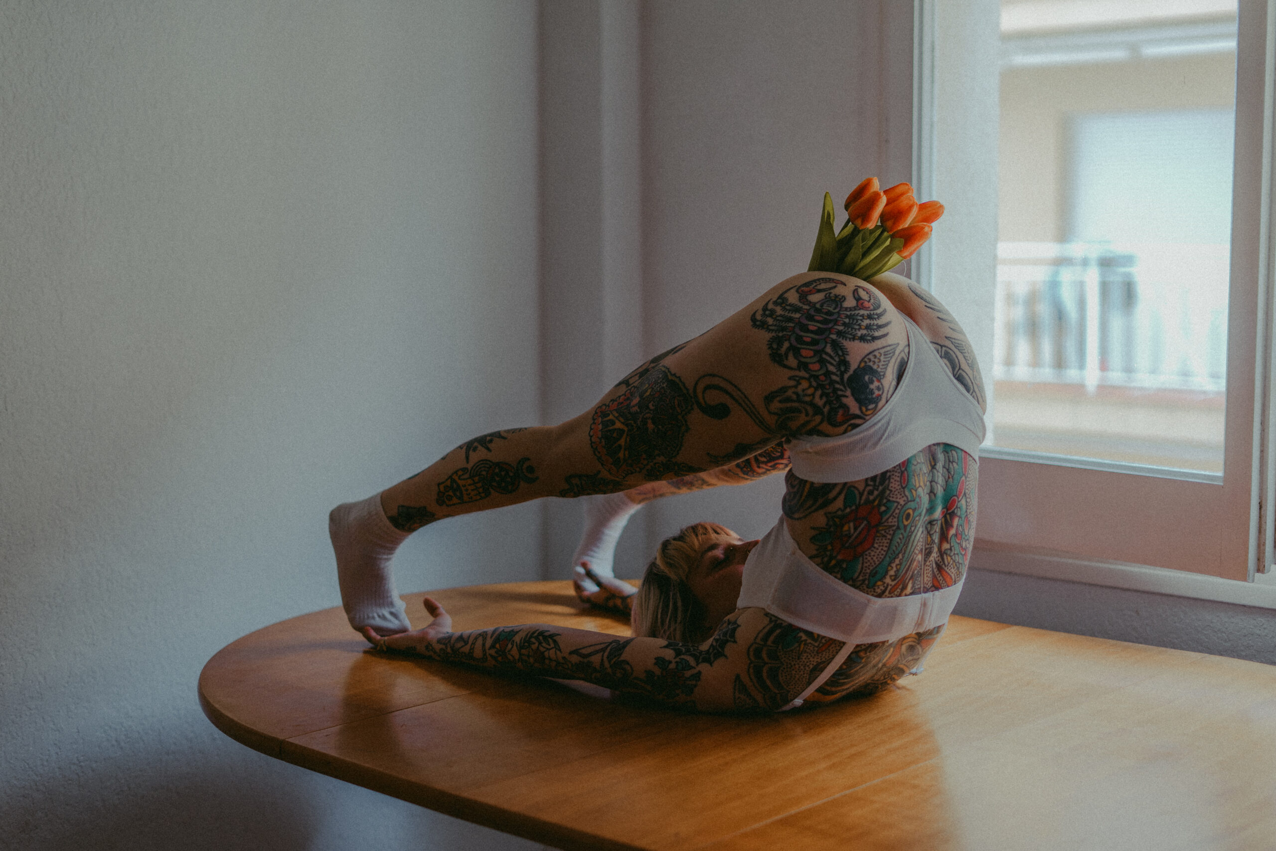 Floral lingerie photoshoot