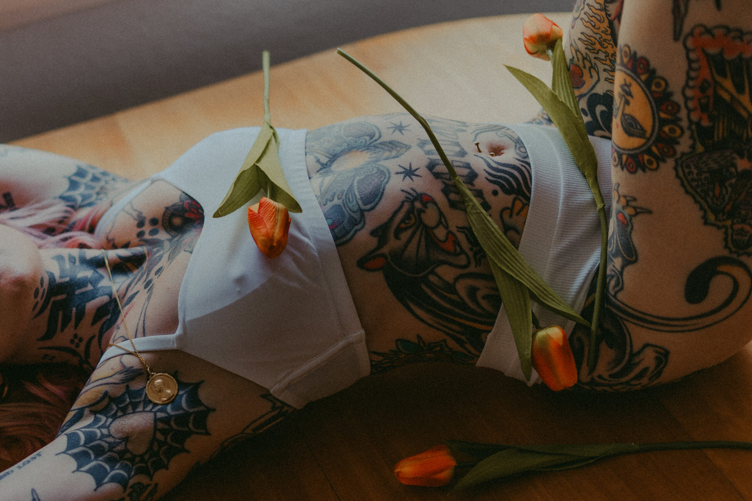 Floral lingerie photoshoot
